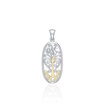 Worthy of the Golden Tree of Life ~ 14k Gold accent and Sterling Silver Jewelry Pendant MPD3930 - Jewelry